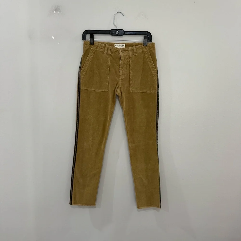 Nili Lotan Pants Jenna With Tape in Mossy Gold